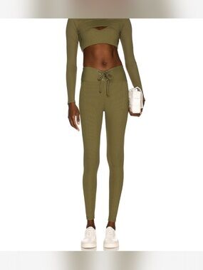 Year of Ours Ribbed Football Leggings | Olive | XS
